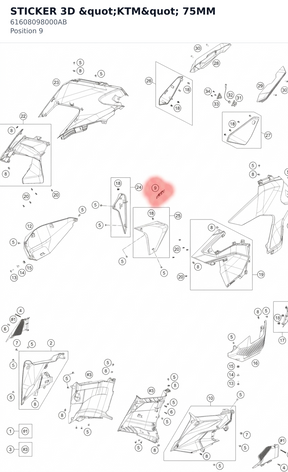 Diagram preview: STICKER 3D "KTM" 75MM (61608098000AB)