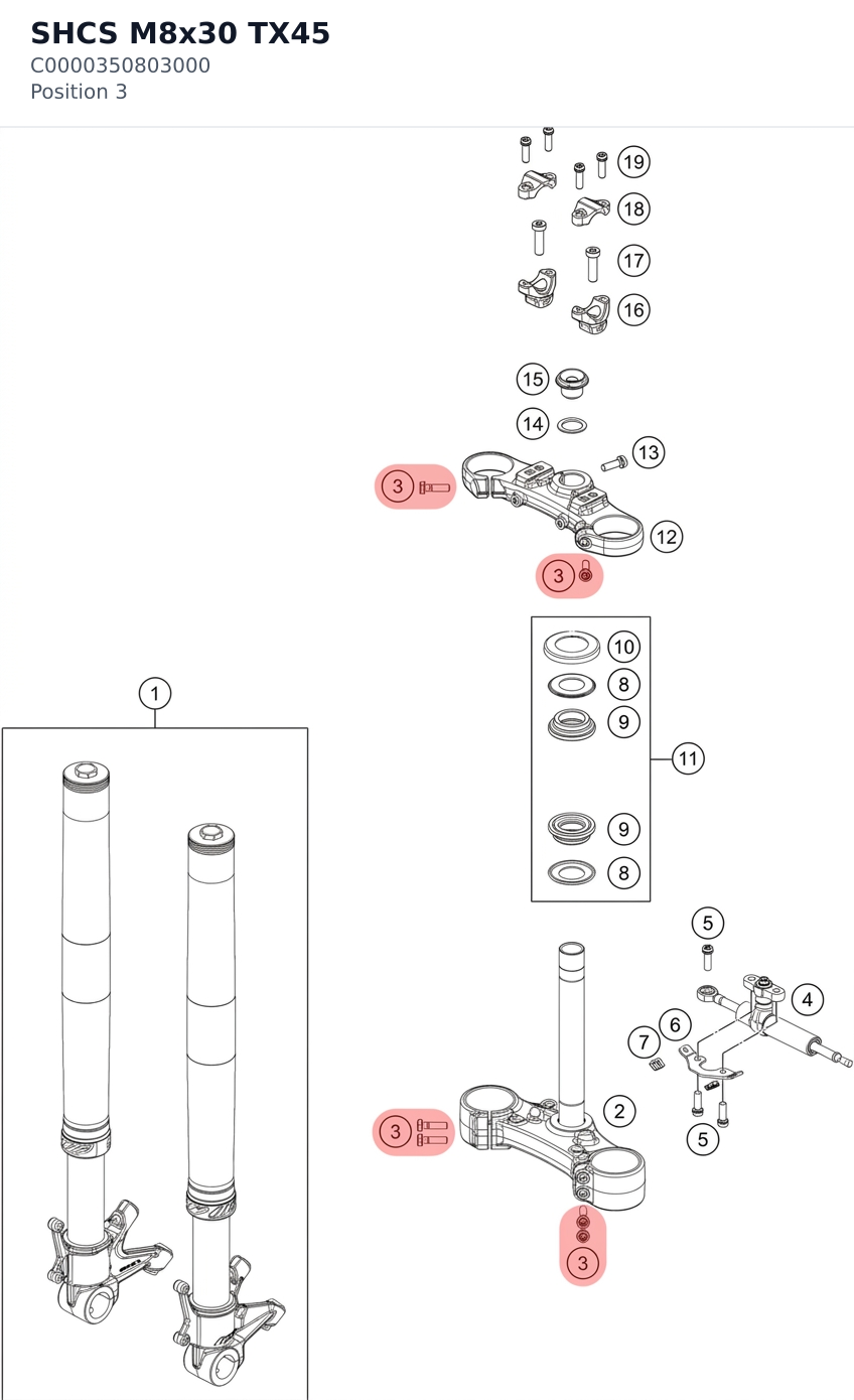 Diagram preview: SHCS M8x30 TX45 (C0000350803000)