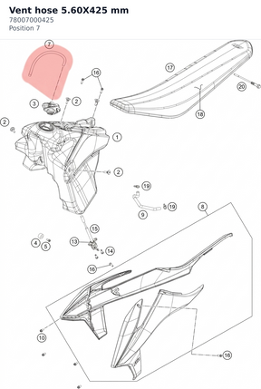 Diagram preview: Vent hose 5.60X425 mm (78007000425)