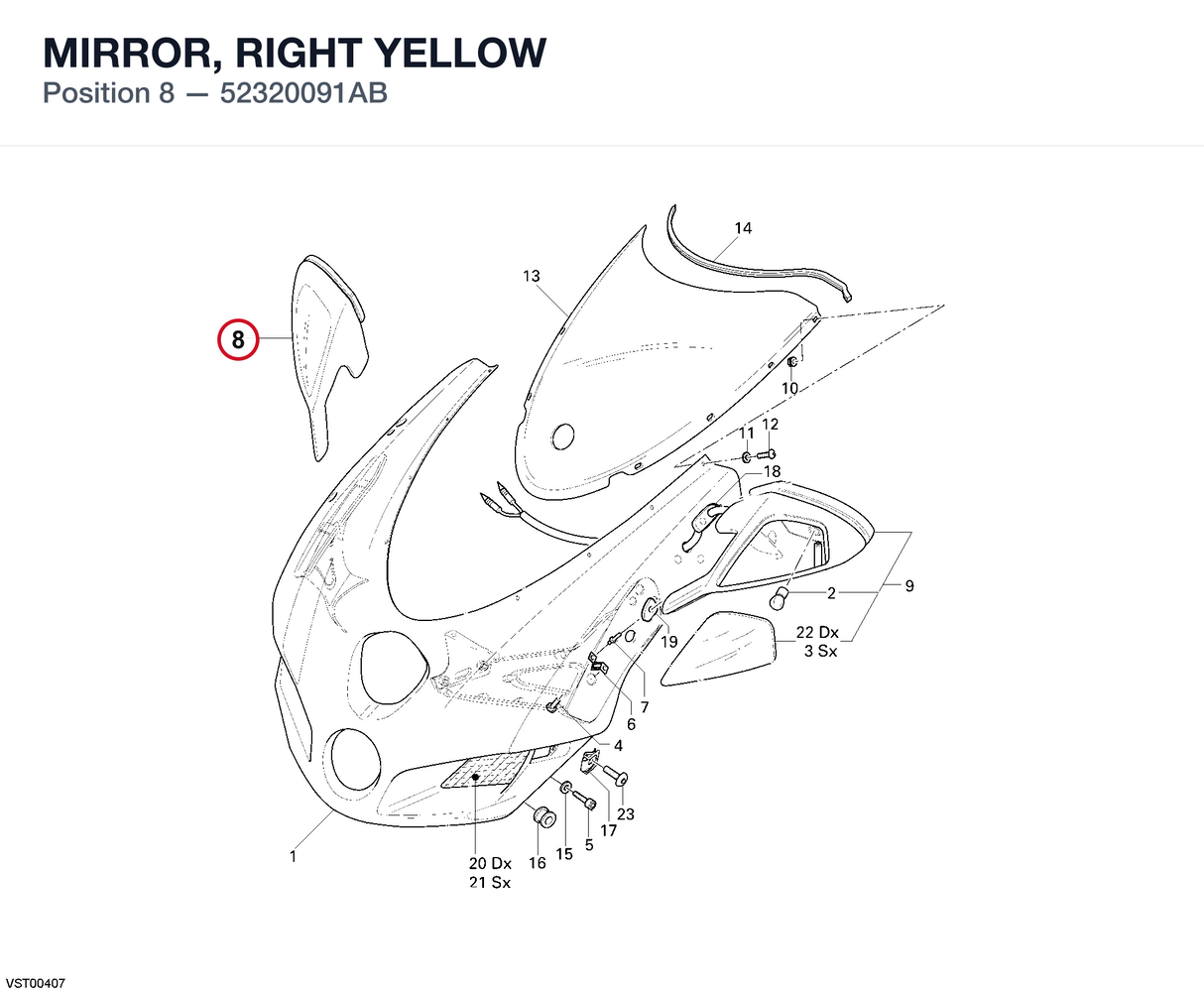 MIRROR, RIGHT YELLOW