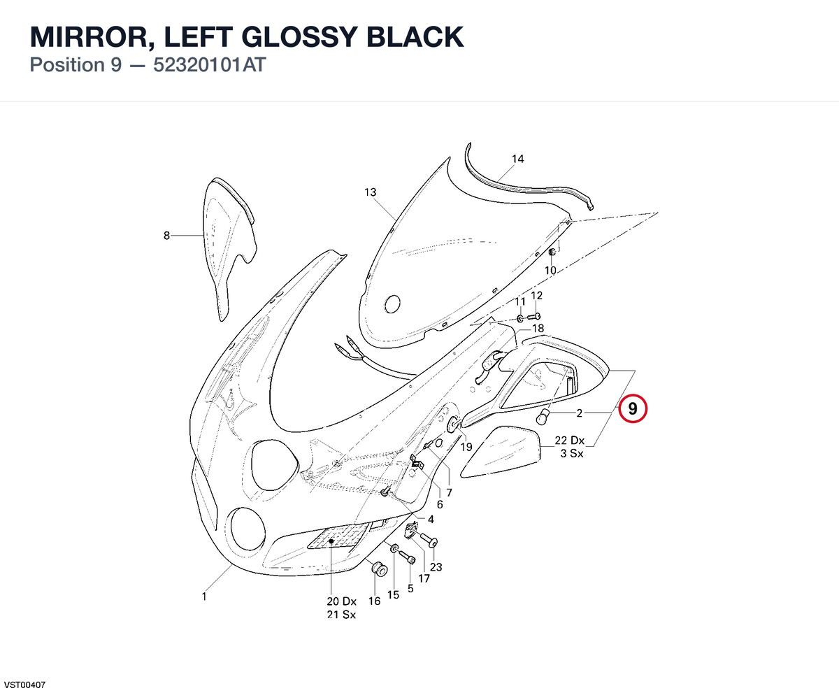 MIRROR, LEFT GLOSSY BLACK