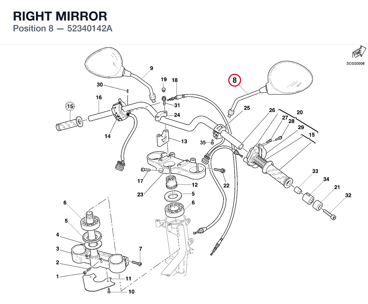 RIGHT MIRROR 52340142A diagram position
