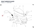 RIGHT MIRROR SILVER 52340161BE diagram position