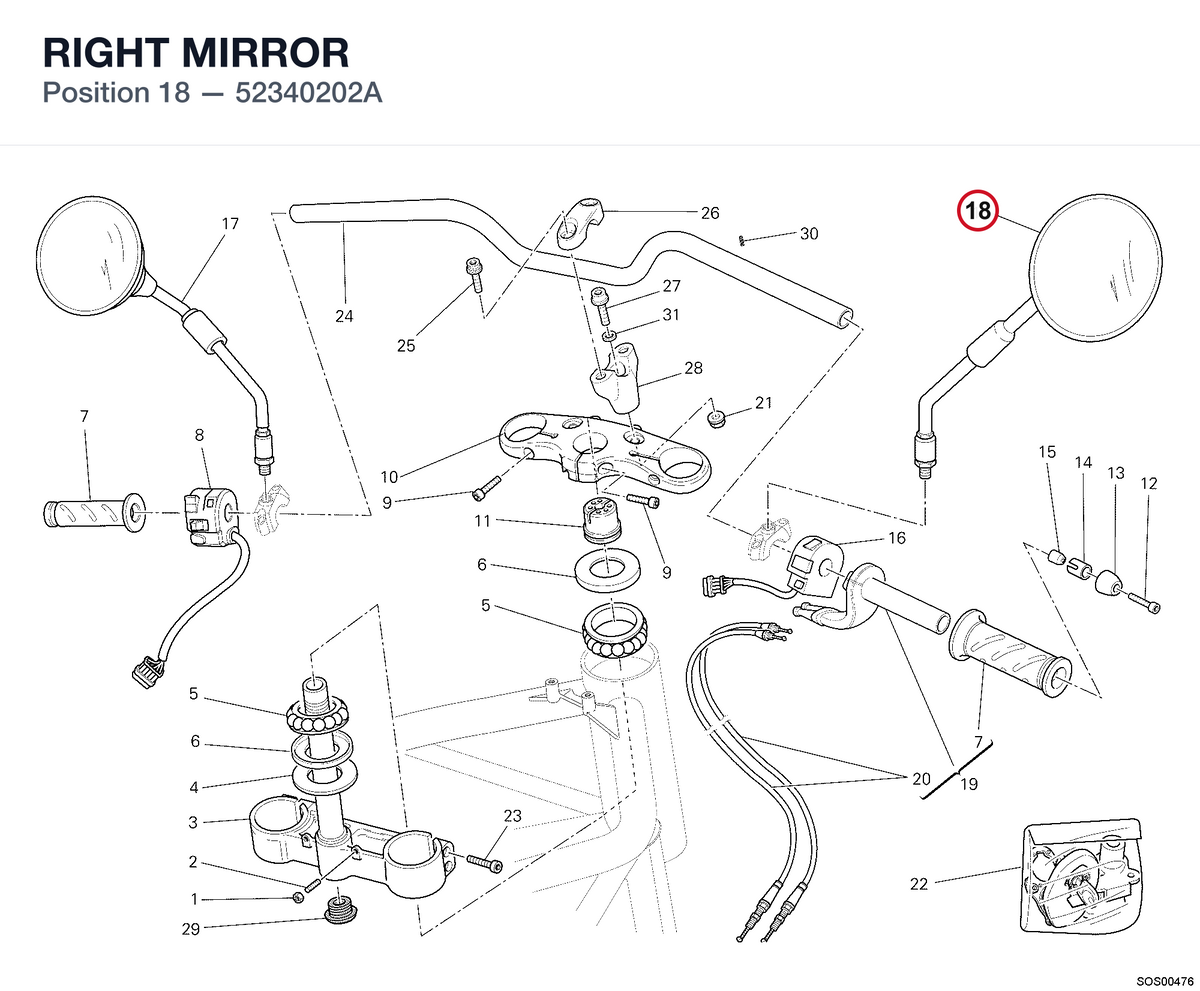 RIGHT MIRROR 52340202A diagram position