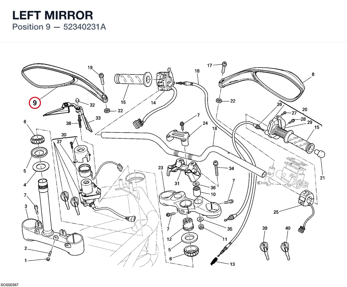 LEFT MIRROR 52340231A diagram position