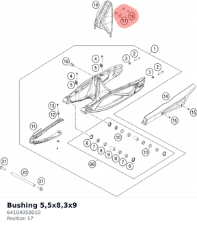 Diagram preview: Bushing 5,5x8,3x9 (64104050010)