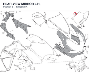 REAR-VIEW MIRROR L.H. 523S0521A diagram position