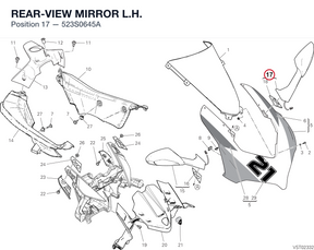 REAR-VIEW MIRROR L.H. 523S0645A diagram position