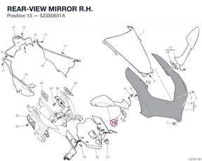 REAR-VIEW MIRROR R.H. 523S0651A diagram position