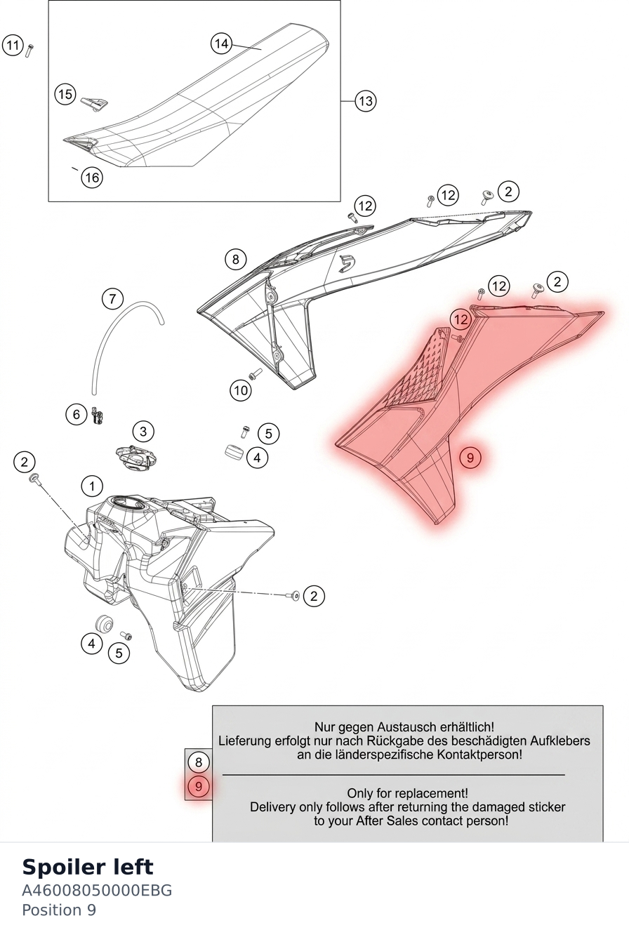 Diagram preview: Spoiler left (A46008050000EBG)