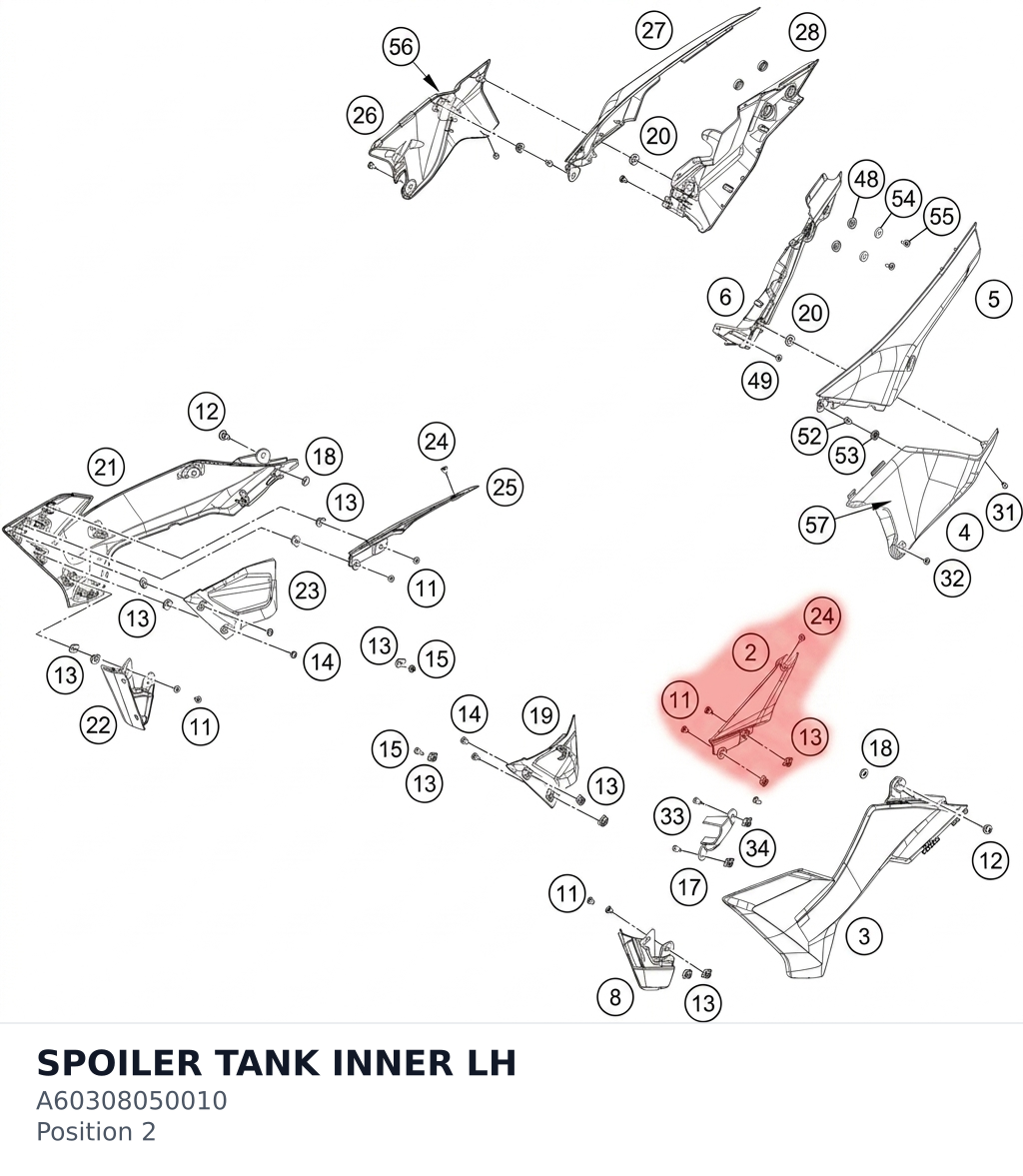 Diagram preview: SPOILER TANK INNER LH (A60308050010)