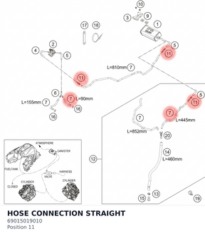 Diagram preview: HOSE CONNECTION STRAIGHT (69015019010)