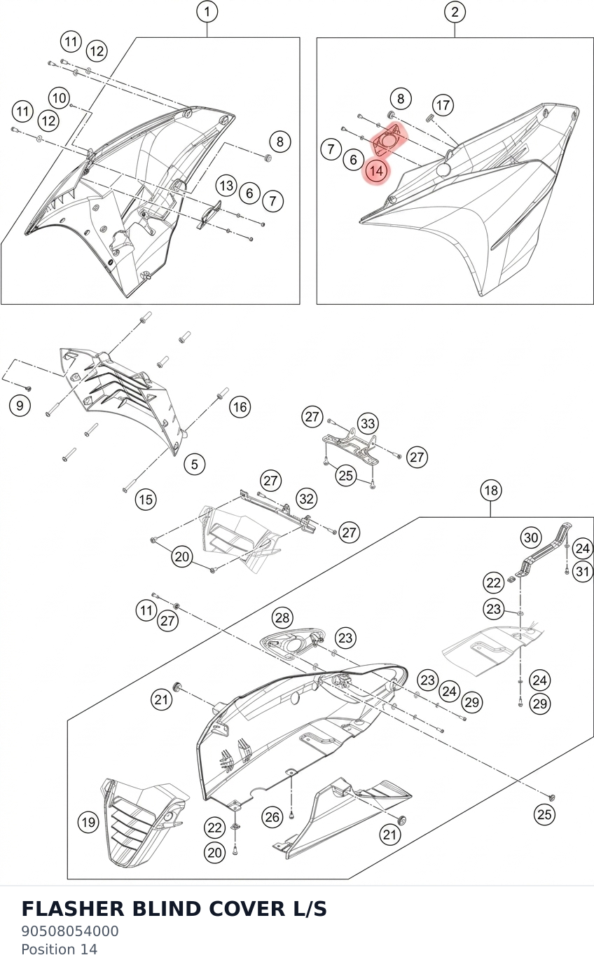 Diagram preview: FLASHER BLIND COVER L/S (90508054000)