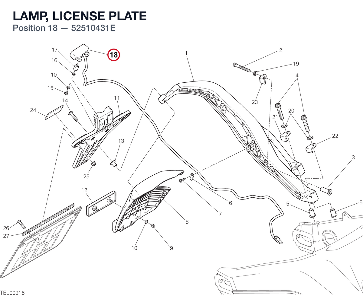 LAMP, LICENSE PLATE 52510431E diagram position