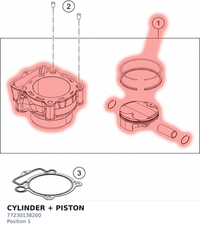Diagram preview: CYLINDER + PISTON (77230138200)