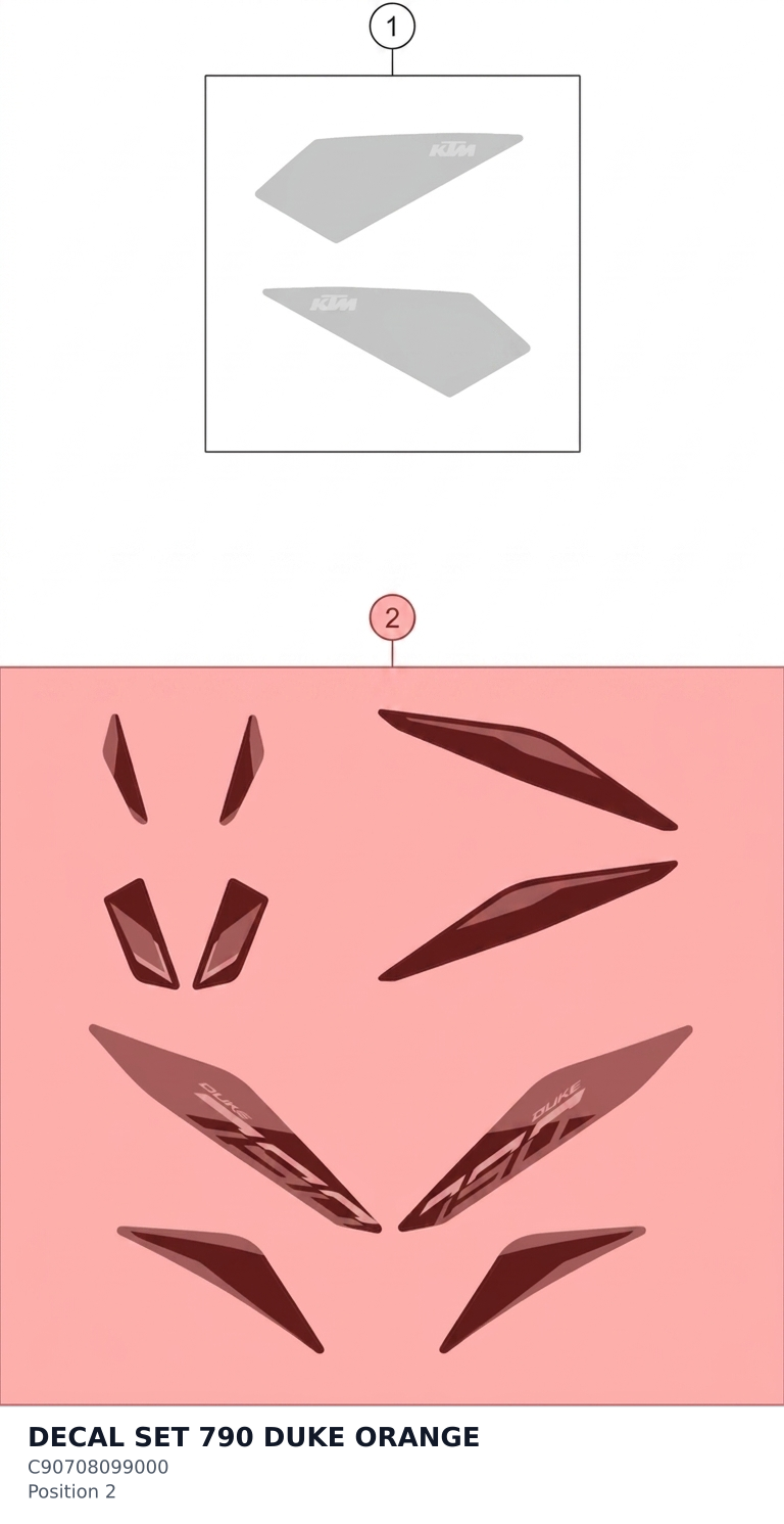 Diagram preview: DECAL SET 790 DUKE ORANGE (C90708099000)