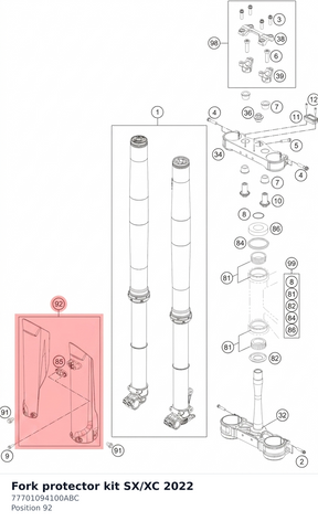 Diagram preview: Fork protector kit SX/XC 2022 (77701094100ABC)