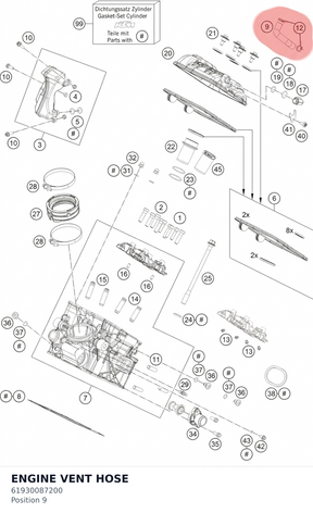Diagram preview: ENGINE VENT HOSE (61930087200)