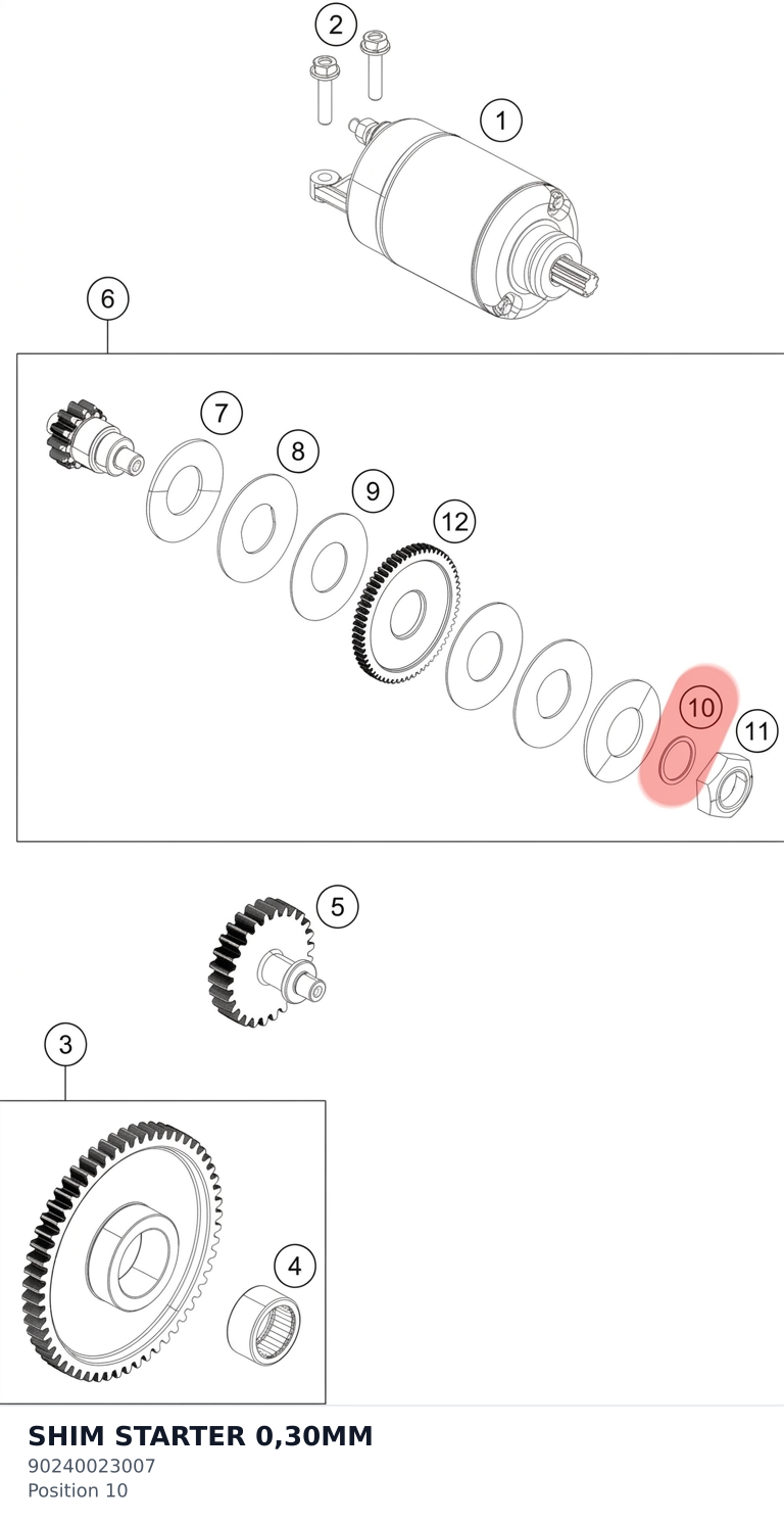 Diagram preview: SHIM STARTER 0,30MM (90240023007)