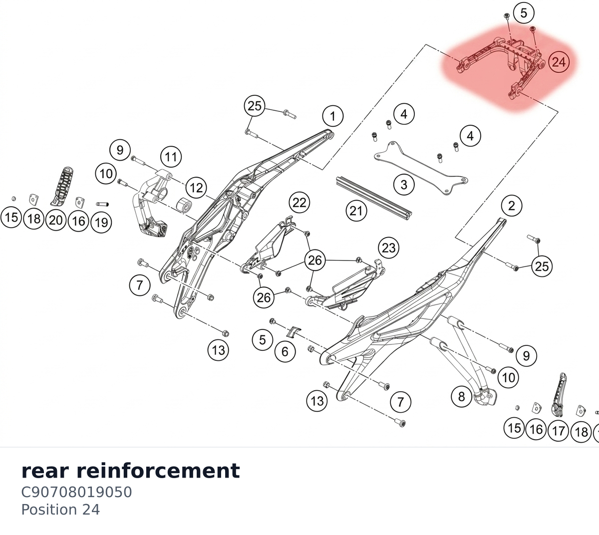 Diagram preview: rear reinforcement (C90708019050)