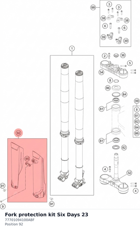 Diagram preview: Fork protection kit Six Days 23 (77701094100ABF)