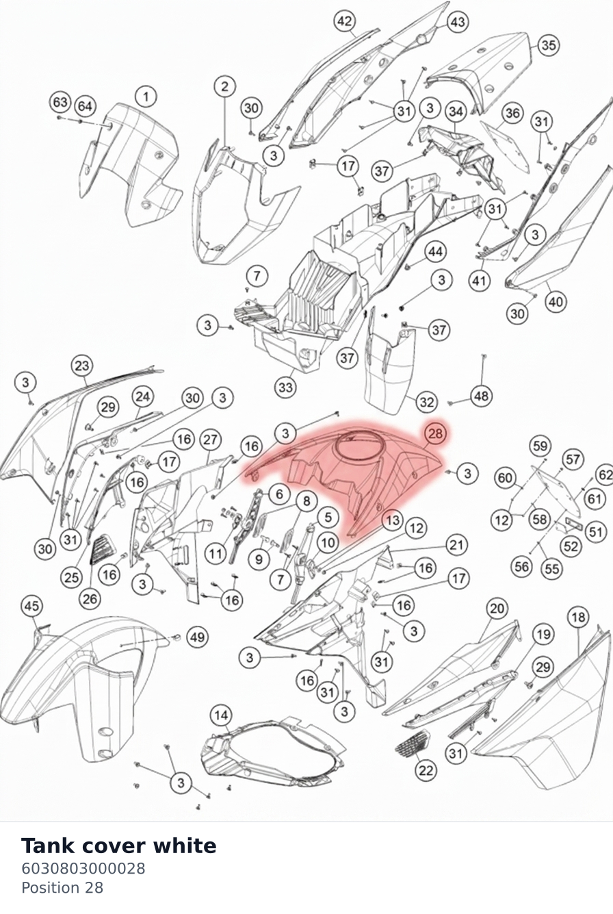 Diagram preview: Tank cover white (6030803000028)