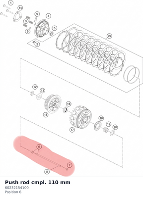 Diagram preview: Push rod cmpl. 110 mm (60232154100)