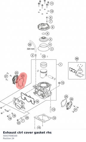Diagram preview: Exhaust ctrl cover gasket rhs (50437008100)