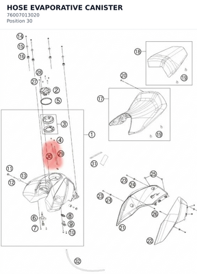 Diagram preview: HOSE EVAPORATIVE CANISTER (76007013020)