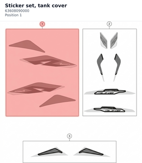 Diagram preview: Sticker set, tank cover (63608090000)
