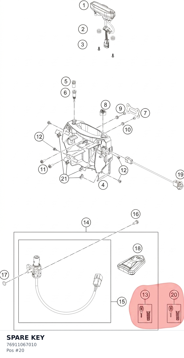 Diagram preview: SPARE KEY (76911067010)