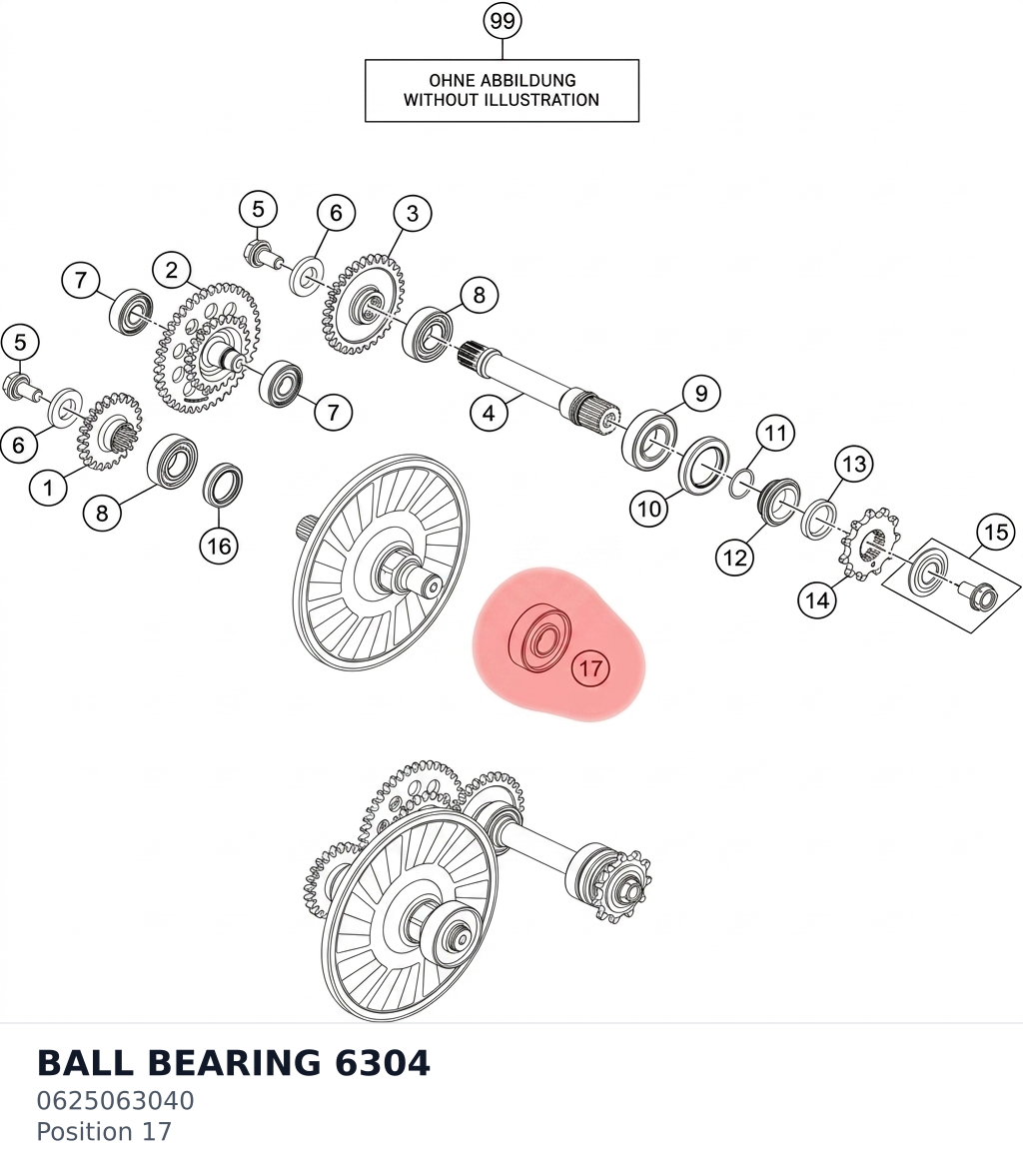 Diagram preview: BALL BEARING  6304 (0625063040)