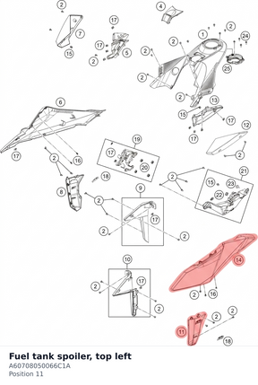 Diagram preview: Fuel tank spoiler, top left (A60708050066C1A)