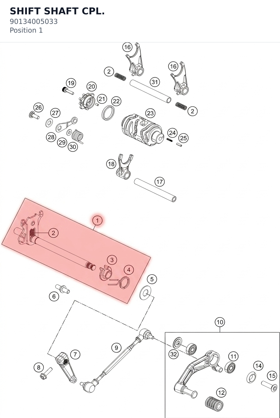 Diagram preview: SHIFT SHAFT CPL. (90134005033)