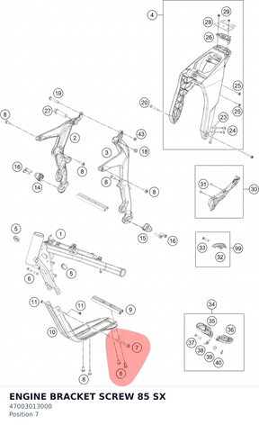 Diagram preview: ENGINE BRACKET SCREW 85 SX (47003013000)