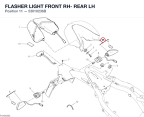 FLASHER LIGHT FRONT RH- REAR LH 53010236B diagram position