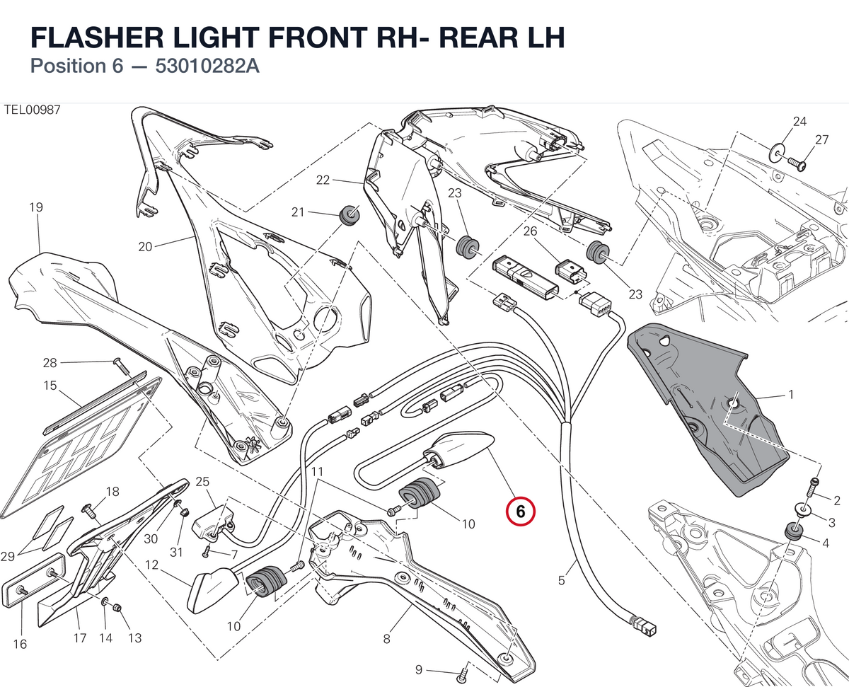 FLASHER LIGHT FRONT RH- REAR LH 53010282A diagram position
