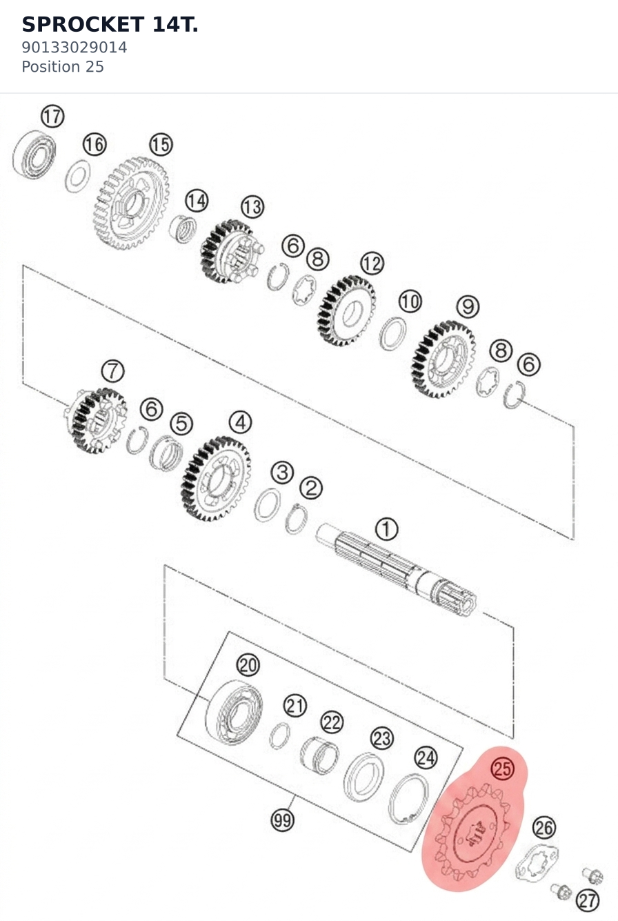 Diagram preview: SPROCKET 14T. (90133029014)