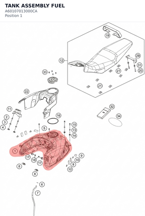 Diagram preview: TANK ASSEMBLY FUEL (A60107013000CA)