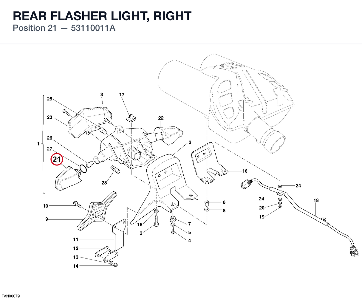 REAR FLASHER LIGHT, RIGHT
