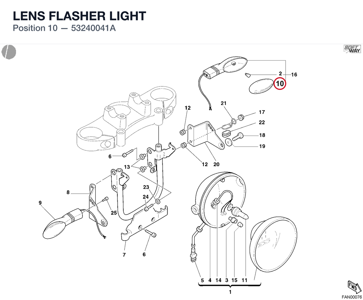 LENS FLASHER LIGHT 53240041A diagram position