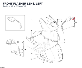 FRONT FLASHER LENS, LEFT 53240071A diagram position