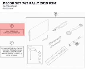 Diagram preview: DECOR SET 767 RALLY 2019 KTM (76708099000)