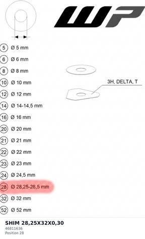 Diagram preview: SHIM 28,25X32X0,30 (46811636)