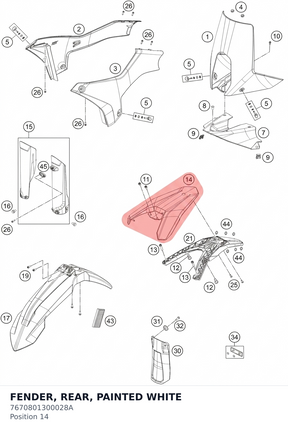 Diagram preview: FENDER, REAR, PAINTED WHITE (7670801300028A)