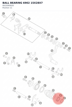Diagram preview: BALL BEARING 6902 15X28X7 (0625069020)