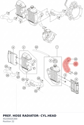 Diagram preview: PREF. HOSE  RADIATOR- CYL.HEAD (45235025300)