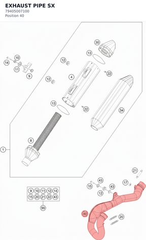 Diagram preview: EXHAUST PIPE SX (79405007100)
