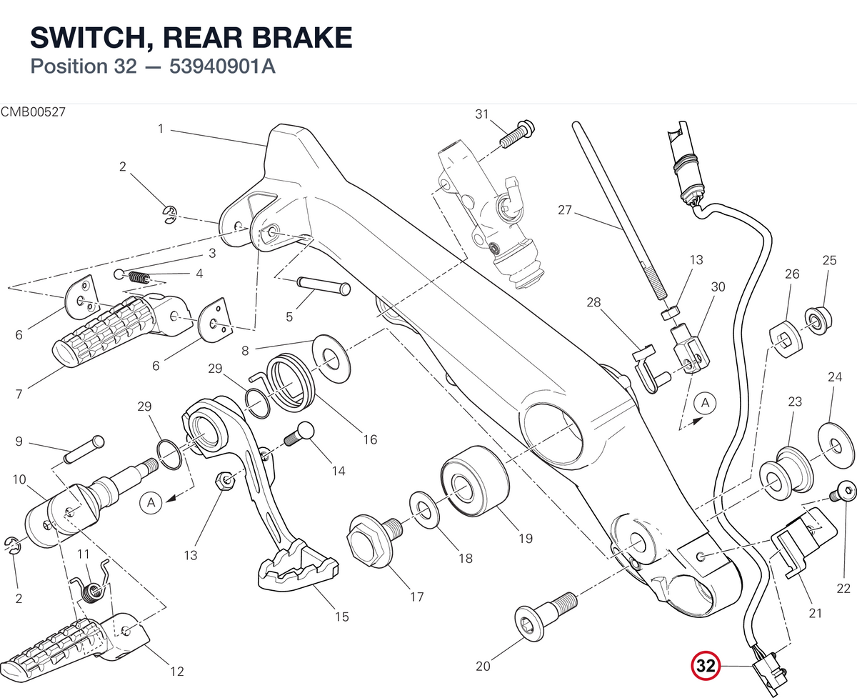 SWITCH, REAR BRAKE 53940901A diagram position