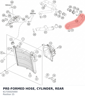Diagram preview: PRE-FORMED HOSE, CYLINDER, REAR (61735025000)